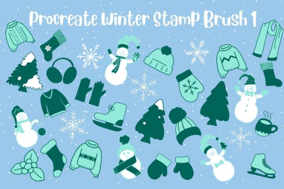 Download Procreate Winter Stamp Brush Set 1 - Winter stamp Collection
