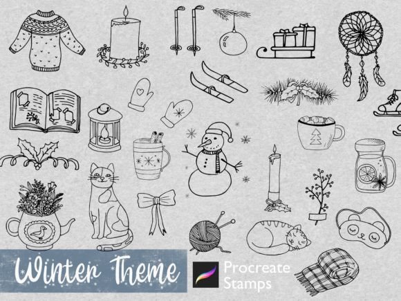 Download Procreate Winter Stamp Christmas Drawing - Winter stamp Collection